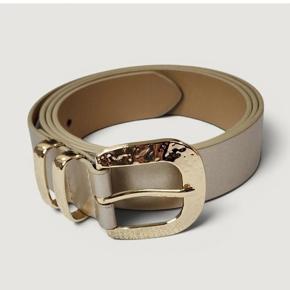 Lauren Conrad Belt XL Metallic Gold Hammered Buckle 13LC020034 New
